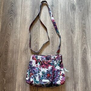 Vera Bradley Purple and Blue Crossbody Bag with Floral Design